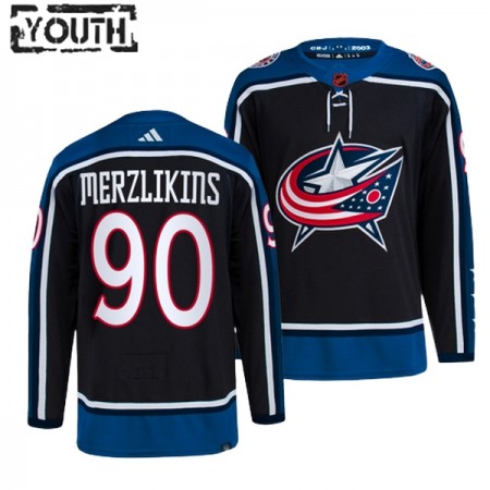 Columbus Blue Jackets Elvis Merzlikins 90 Adidas 2022-23 Reverse Retro 2.0 Schwarz Trikot Authentic - Kinder